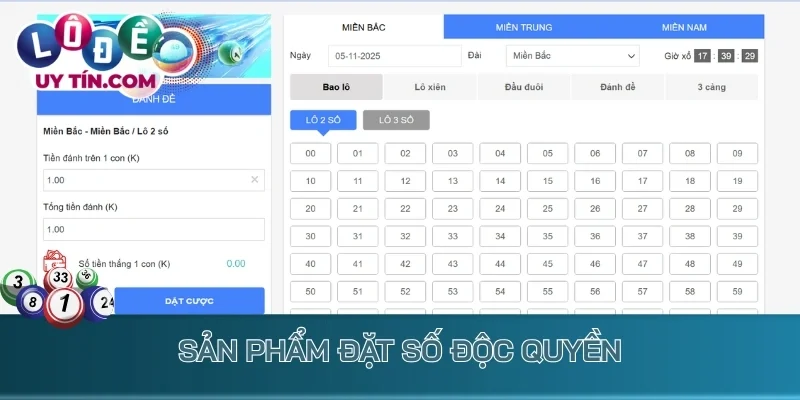 Sản phẩm đặt số độc quyền
